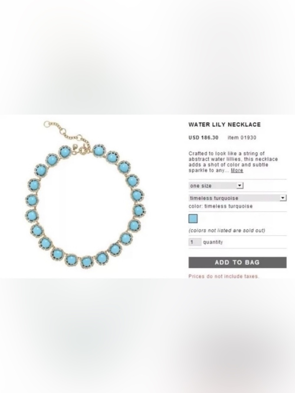 J.Crew Vintage Retro Spring Summer Turquoise CZ Water Lily Statement Necklace - Picture 5 of 17